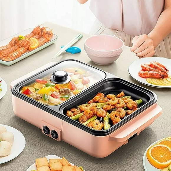 in Portable Electric Hot Pot Barbecue Grill, Non-Stick